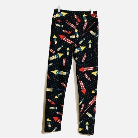 LuLaRoe Soft Black Multicolor Fireworks Print Leggings. One size - Picture 2 of 9